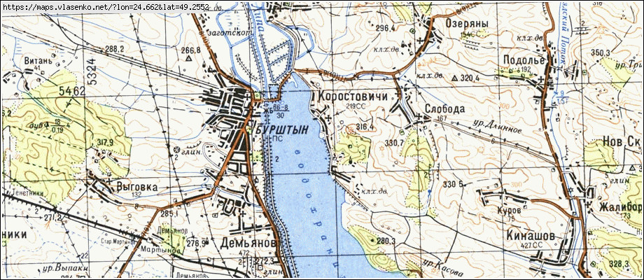 Карта КОРОСТОВИЧІ, Івано-Франківська область, Галицький район