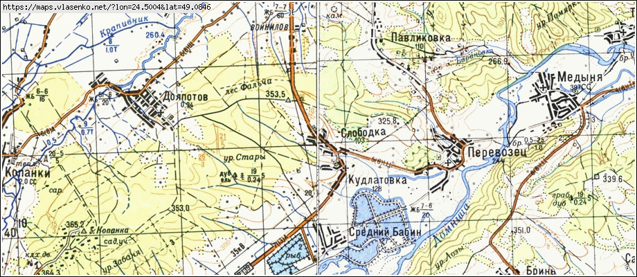 Карта СЛОБІДКА, Івано-Франківська область, Галицький район