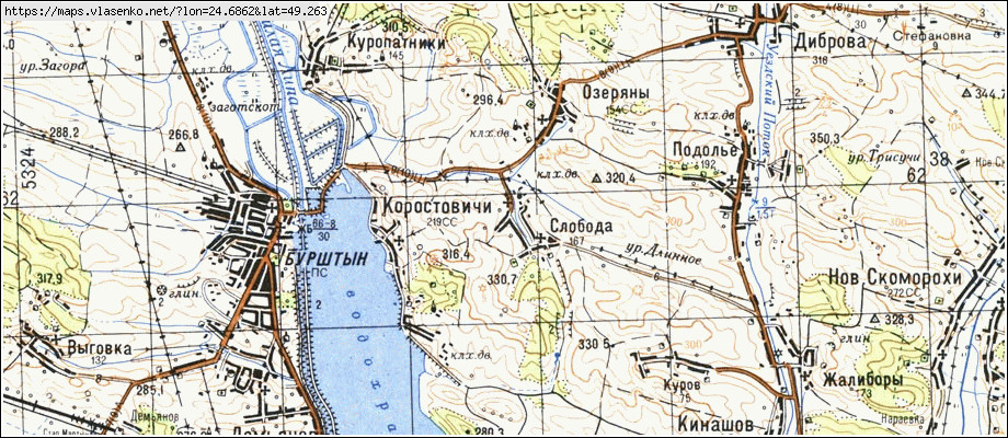 Карта СЛОБОДА, Івано-Франківська область, Галицький район
