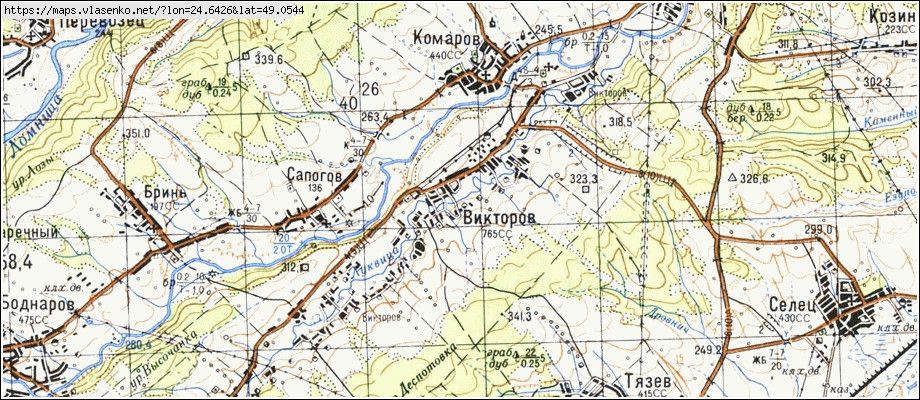 Карта ВІКТОРІВ, Івано-Франківська область, Галицький район