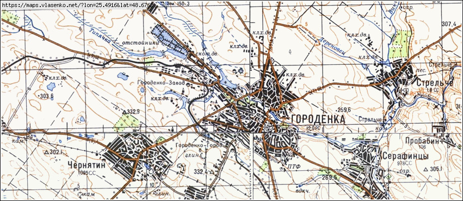 Карта ГОРОДЕНКА, Івано-Франківська область, Городенківський район