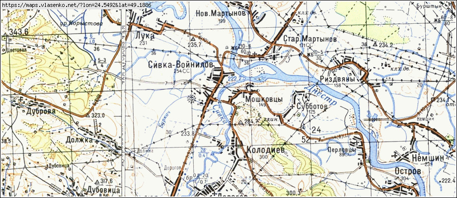 Карта МОШКІВЦІ, Івано-Франківська область, Калуський район