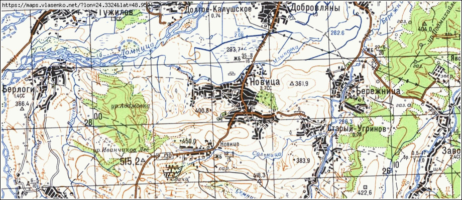 Карта НОВИЦЯ, Івано-Франківська область, Калуський район