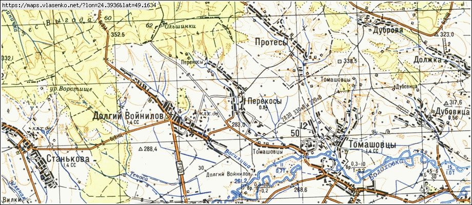 Карта ПЕРЕКОСИ, Івано-Франківська область, Калуський район