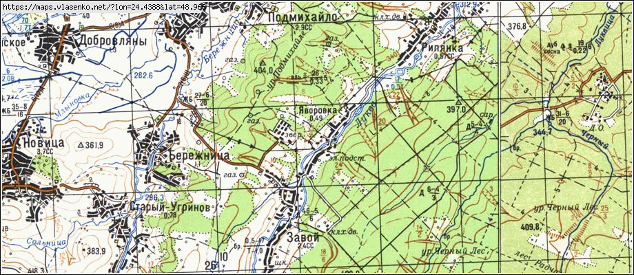 Карта ЯВОРІВКА, Івано-Франківська область, Калуський район