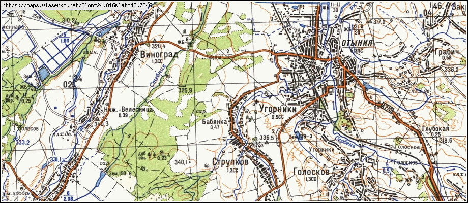 Карта БАБ'ЯНКА, Івано-Франківська область, Коломийський район