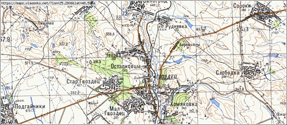 Карта ОСТАПКІВЦІ, Івано-Франківська область, Коломийський район