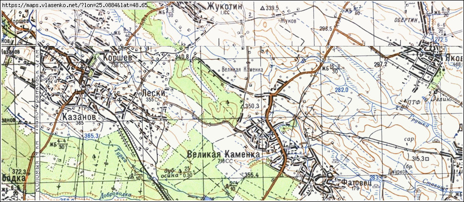 Карта ВЕЛИКА КАМ'ЯНКА, Івано-Франківська область, Коломийський район