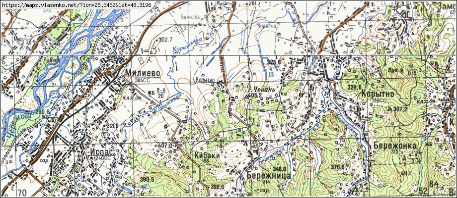 Карта КОБАКИ, Івано-Франківська область, Косівський район