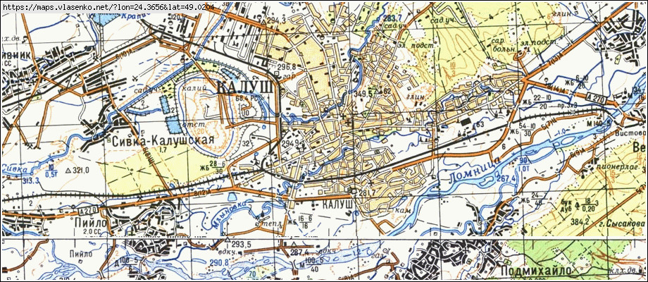 Карта КАЛУШ, Івано-Франківська область, м Калуш район