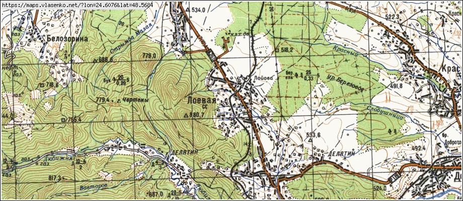 Карта ЛОЄВА, Івано-Франківська область, Надвірнянський район