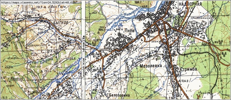Карта ПНІВ, Івано-Франківська область, Надвірнянський район