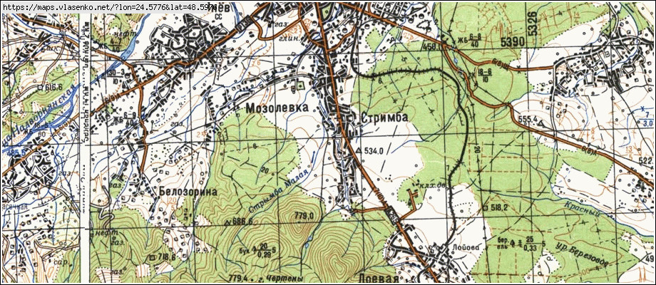 Карта СТРИМБА, Івано-Франківська область, Надвірнянський район