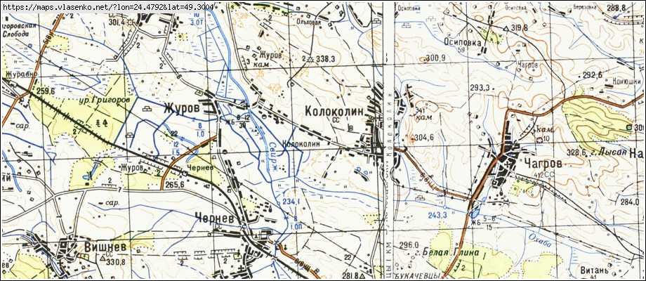 Карта КОЛОКОЛИН, Івано-Франківська область, Рогатинський район