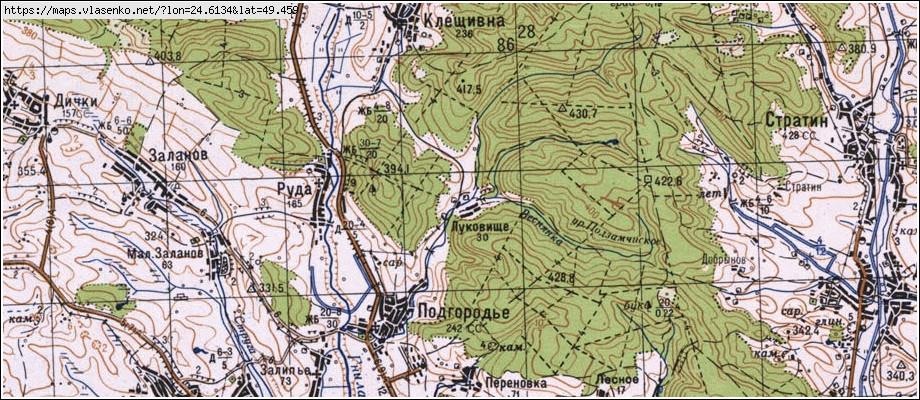 Карта ЛУКОВИЩЕ, Івано-Франківська область, Рогатинський район