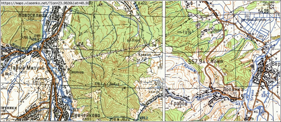 Карта КРИВА, Івано-Франківська область, Рожнятівський район