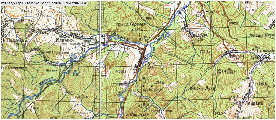Карта ЛУГИ, Івано-Франківська область, Рожнятівський район