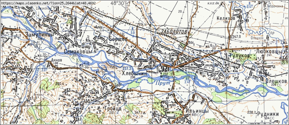 Карта ХЛІБИЧИН, Івано-Франківська область, Снятинський район