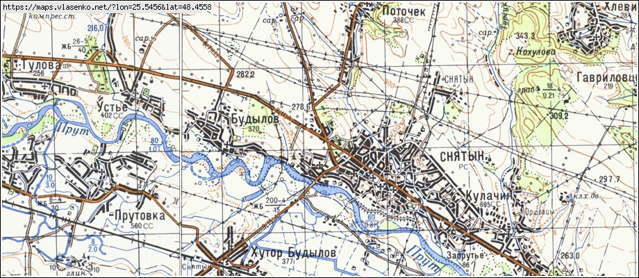 Карта СНЯТИН, Івано-Франківська область, Снятинський район