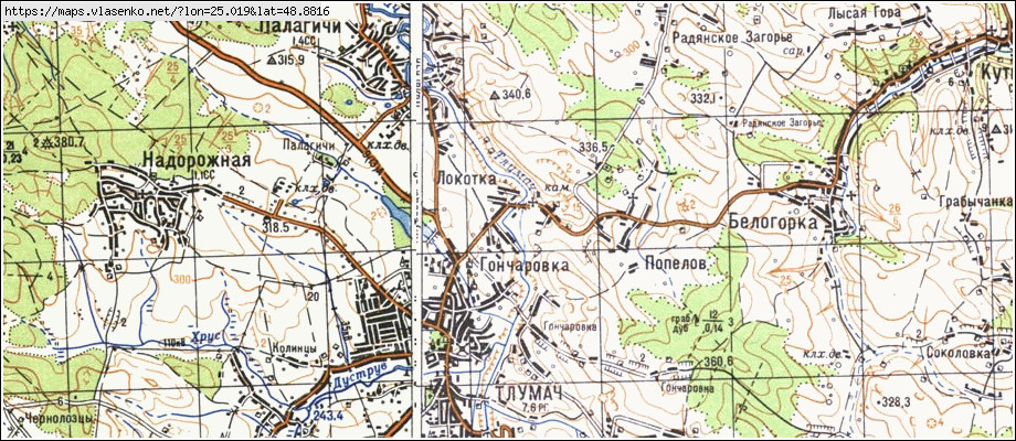 Карта ЛОКІТКА, Івано-Франківська область, Тлумацький район