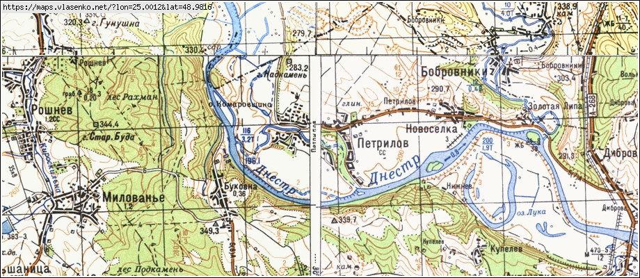 Карта ПЕТРИЛІВ, Івано-Франківська область, Тлумацький район
