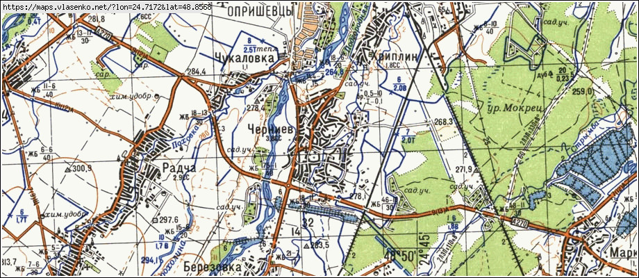 Карта ЧЕРНІЇВ, Івано-Франківська область, Тисменицький район