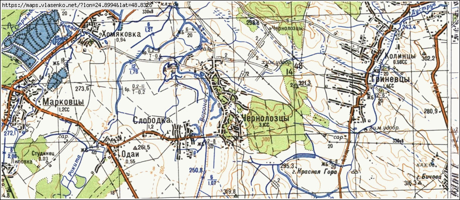Карта ЧОРНОЛІЗЦІ, Івано-Франківська область, Тисменицький район