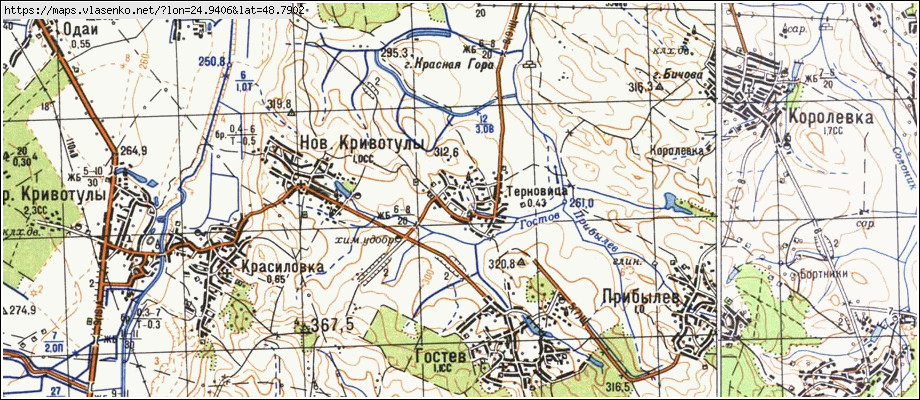 Карта ТЕРНОВИЦЯ, Івано-Франківська область, Тисменицький район