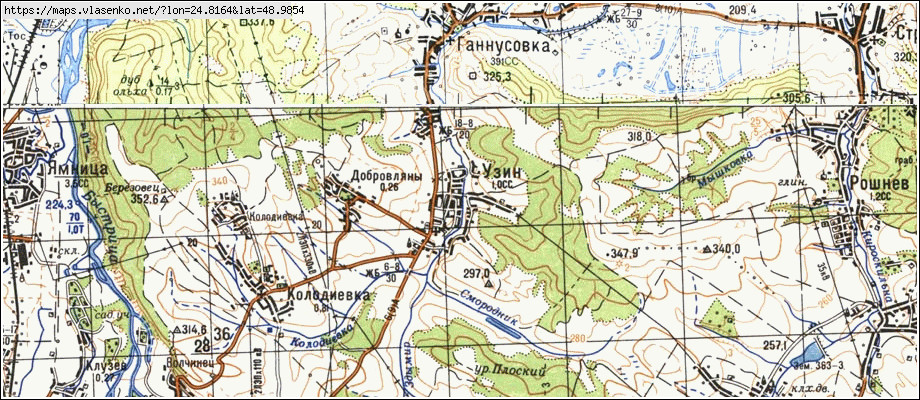 Карта УЗИН, Івано-Франківська область, Тисменицький район