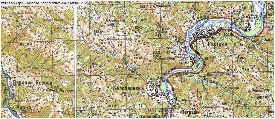 Карта БІЛОБЕРІЗКА, Івано-Франківська область, Верховинський район