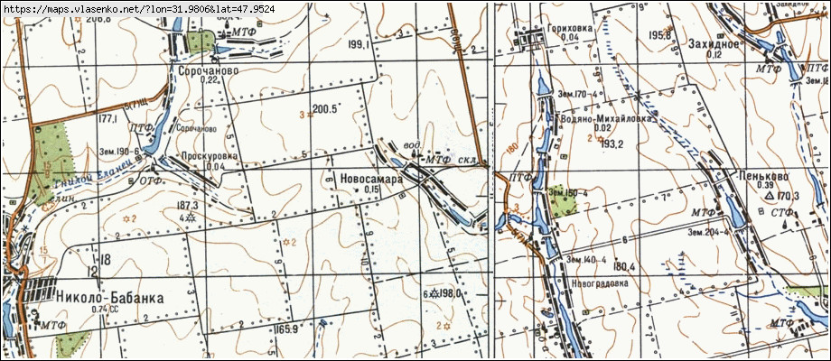 Карта НОВОСАМАРА, Кіровоградська область, Бобринецький район