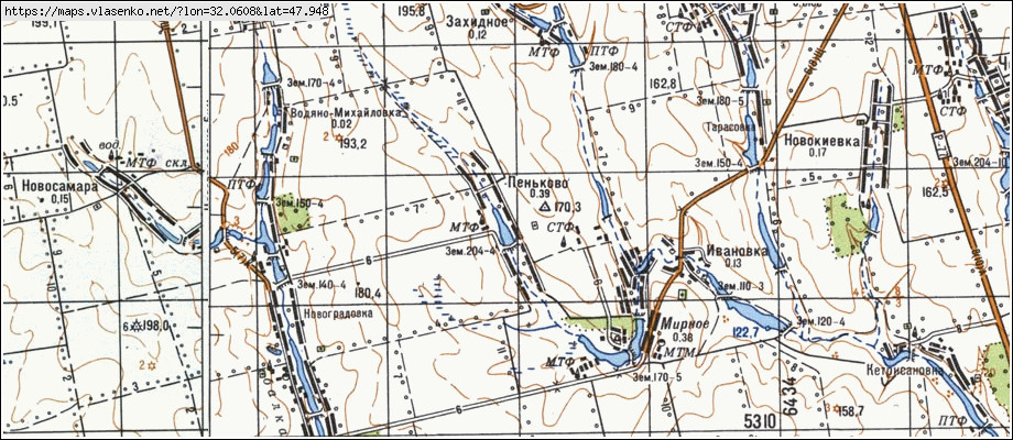Карта ПЕНЬКОВЕ, Кіровоградська область, Бобринецький район