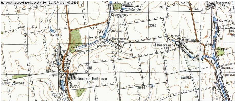 Карта ПРОСКУРІВКА, Кіровоградська область, Бобринецький район
