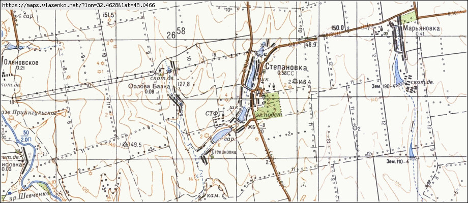 Карта СТЕПАНІВКА, Кіровоградська область, Бобринецький район