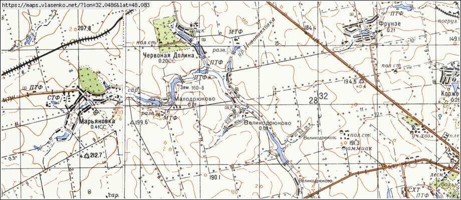 Карта ВЕЛИКОДРЮКОВЕ, Кіровоградська область, Бобринецький район