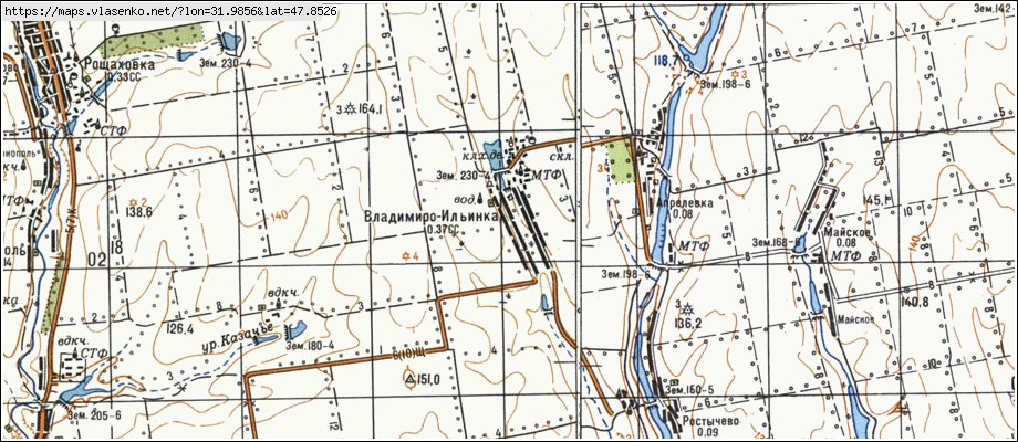 Карта ВОЛОДИМИРО-ІЛЛІНКА, Кіровоградська область, Бобринецький район