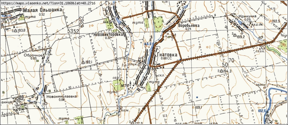 Карта ГНАТІВКА, Кіровоградська область, Добровеличківський район