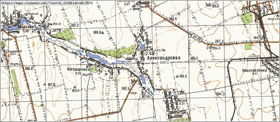 Карта ОЛЕКСАНДРІВКА, Кіровоградська область, Добровеличківський район