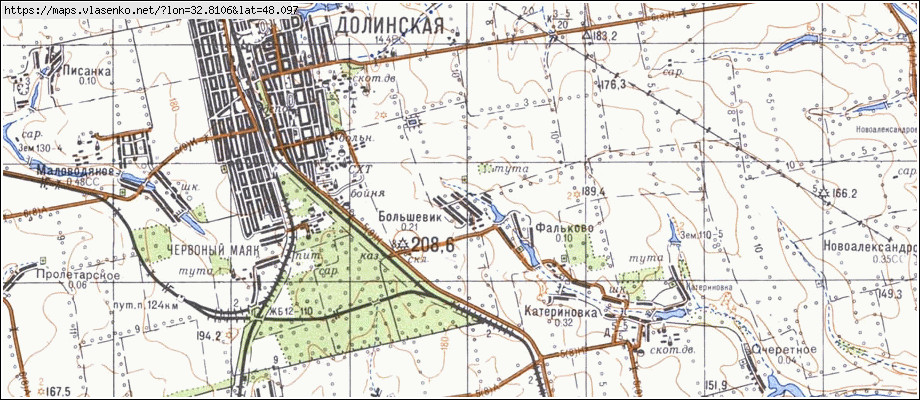 Карта БІЛЬШОВИК, Кіровоградська область, Долинський район