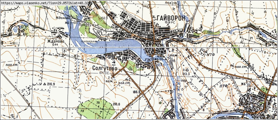 Карта СОЛГУТОВЕ, Кіровоградська область, Гайворонський район