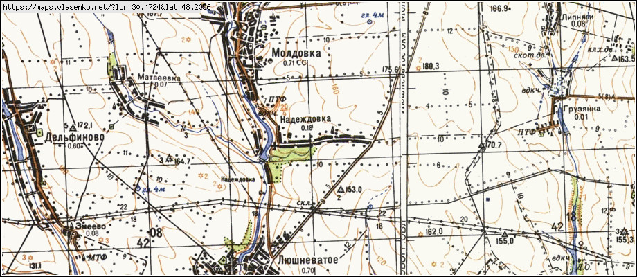 Карта НАДЕЖДІВКА, Кіровоградська область, Голованівський район