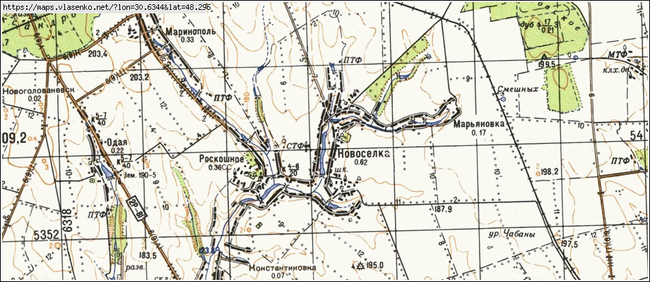 Карта НОВОСІЛКА, Кіровоградська область, Голованівський район