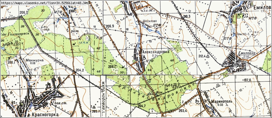 Карта ОЛЕКСАНДРІВКА, Кіровоградська область, Голованівський район