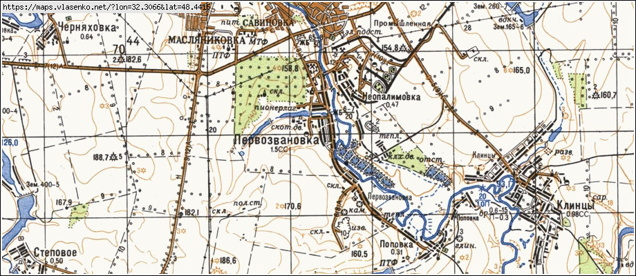 Карта ПЕРВОЗВАНІВКА, Кіровоградська область, Кіровоградський район