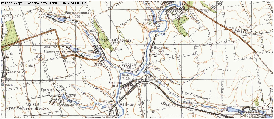 Карта БУЗОВА, Кіровоградська область, Компаніївський район