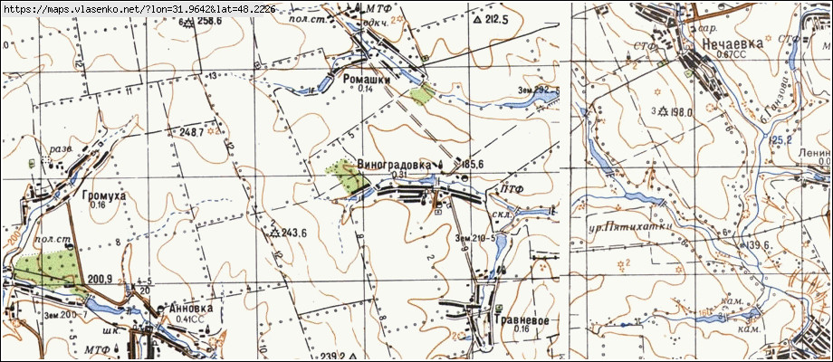 Карта ВИНОГРАДІВКА, Кіровоградська область, Компаніївський район
