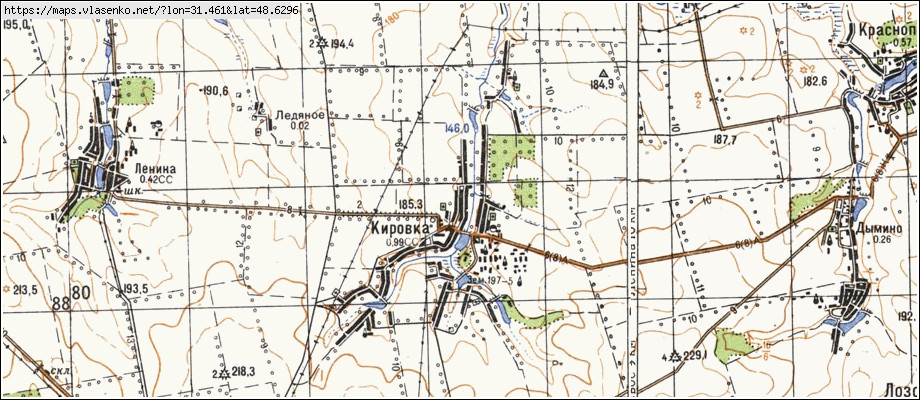 Карта КІРОВКА, Кіровоградська область, Маловисківський район