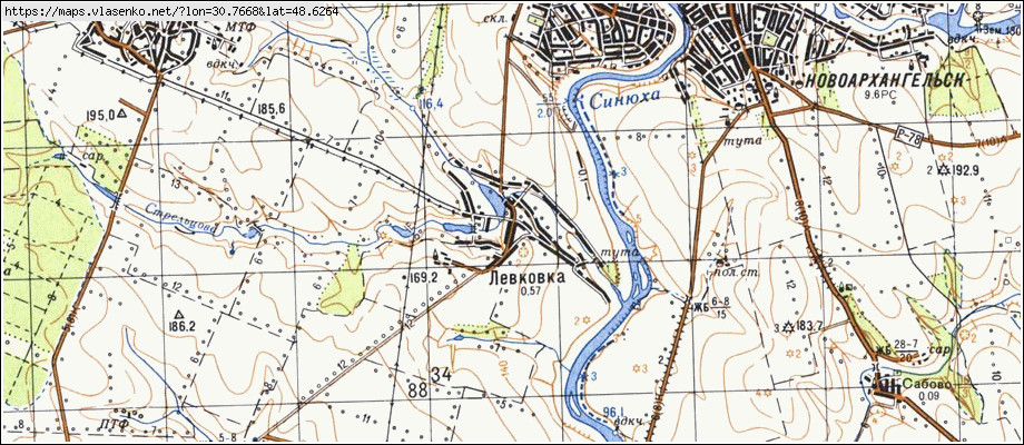 Карта ЛЕВКІВКА, Кіровоградська область, Новоархангельський район