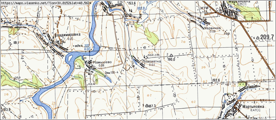 Карта ЛОЗУВАТКА, Кіровоградська область, Новоархангельський район