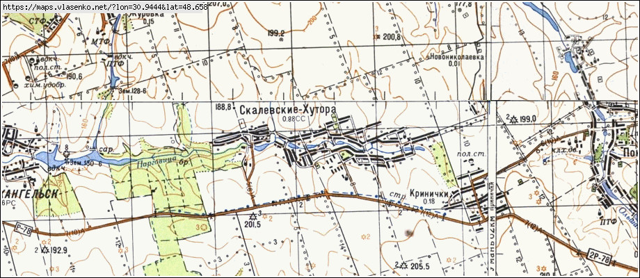Карта СКАЛІВСЬКІ ХУТОРИ, Кіровоградська область, Новоархангельський район